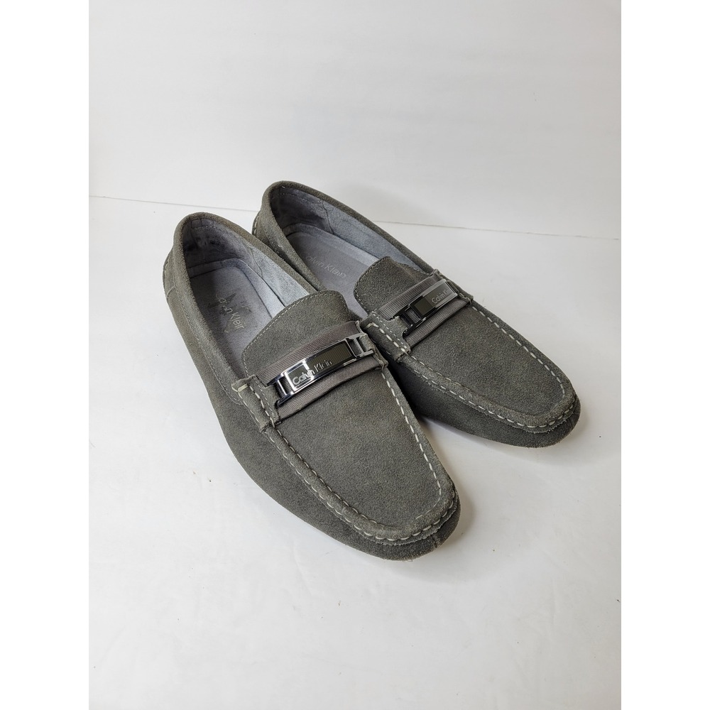 Calvin Klein Marlon Mens Grey Suede Driving Loafers Shoes 10.5M
